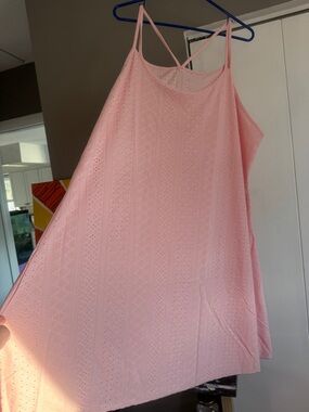 Pink Eyelet A-Line Slip Dress 5XL Boho Boutique Summer Lounge Resort Dress nwot